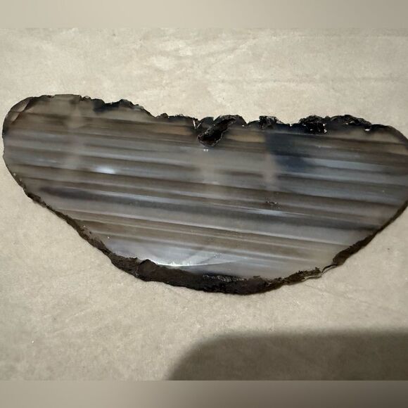 Gray Black Agate Slice Geode Decor Crystal Cut Polished Natural Stone 4” - Picture 11 of 17